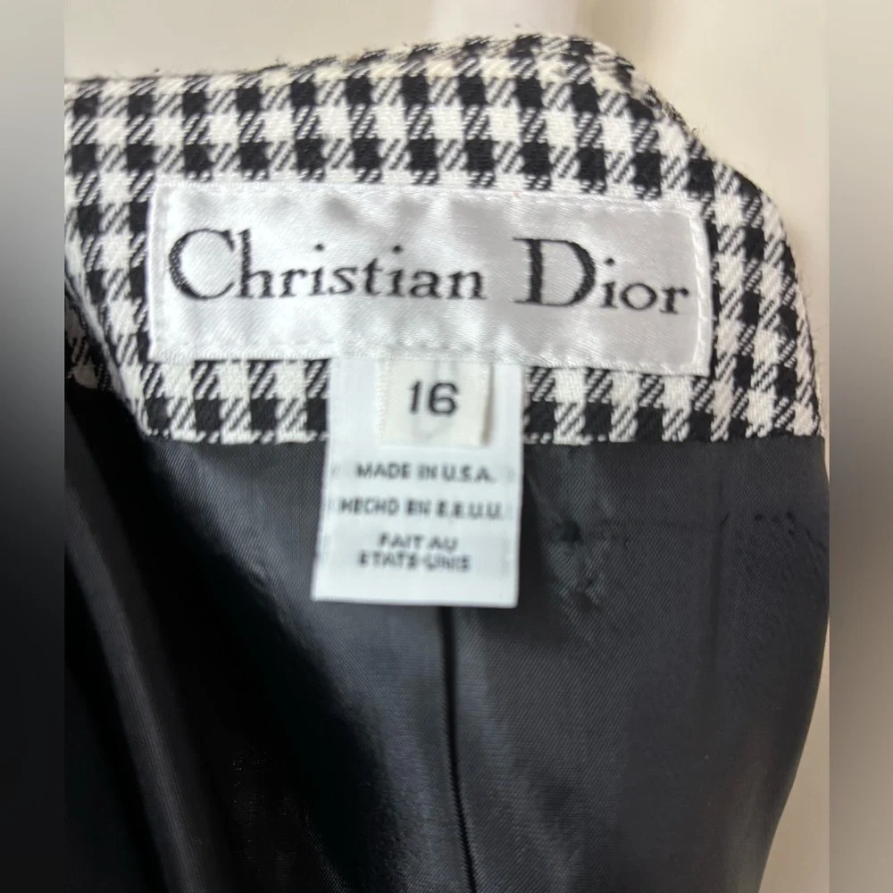Christian Dior Vintage 1980’s Houndstooth Skirt Suit Size 16